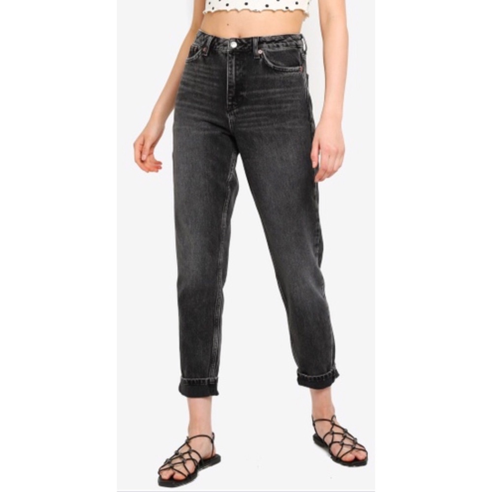 Topshop MOM Jeans in Washed Black